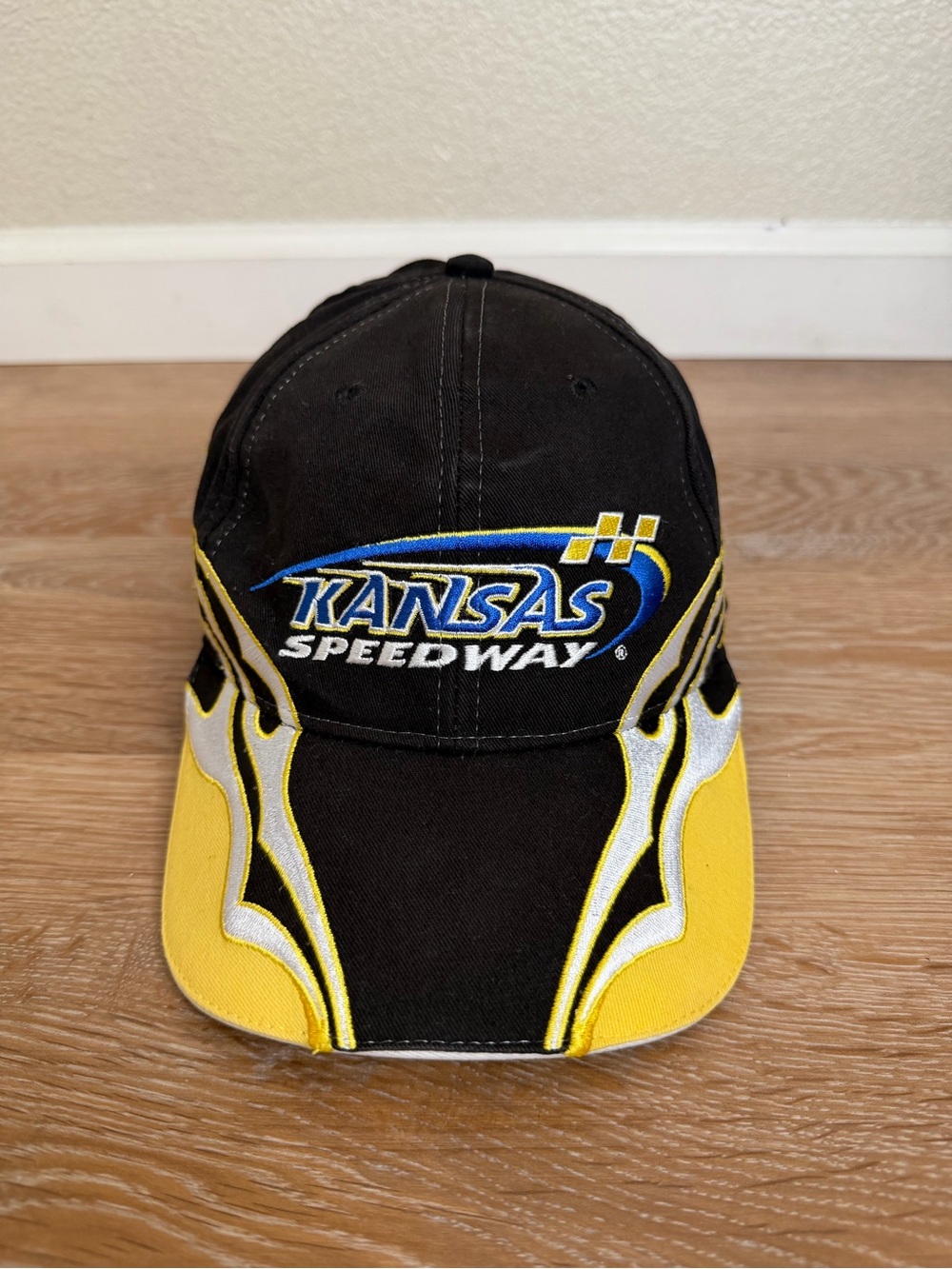 ISC Kansas Speedway Embroidered Black Strapback Cap Hat, OS
